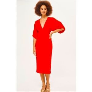 Topshop Red textured open back dress sz 2